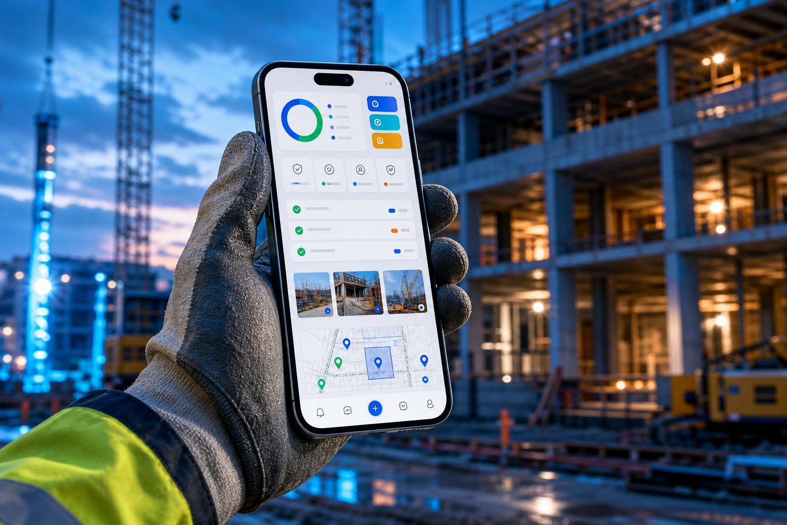 Concept of the future QurilisAI mobile app for construction management on site